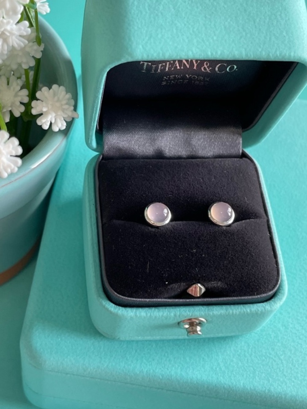 Tiffany & Co. Sterling Silver Lavender Chalcedony Stud Earrings